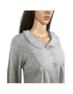 Gilet gris clair col Claudine manches 3/4 T34 2