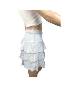 Jupe courte bleue Camaïeu T38 à volants été féminine 2
