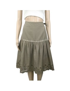 Jupe bohème taupe H&M T38 mi-longue coton doublée