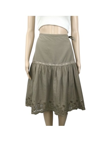 Jupe bohème taupe H&M T38 mi-longue coton doublée Jupe bohème taupe H&M T38 mi-longue coton doublée