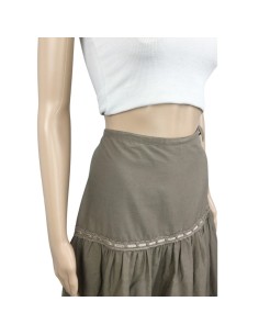 Jupe bohème taupe H&M T38 mi-longue coton doublée 2