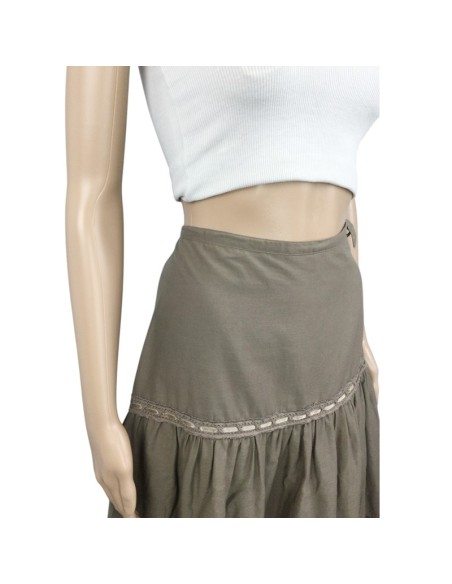 Jupe bohème taupe H&M T38 mi-longue coton doublée