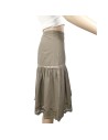 Jupe bohème taupe H&M T38 mi-longue coton doublée