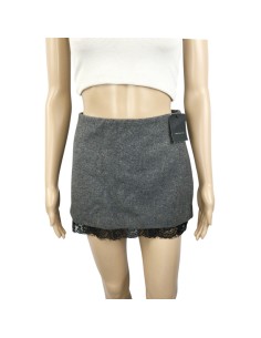 Mini jupe grise Zara T38 laine dentelle noire neuve