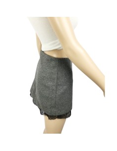 Mini jupe grise Zara T38 laine dentelle noire neuve 2