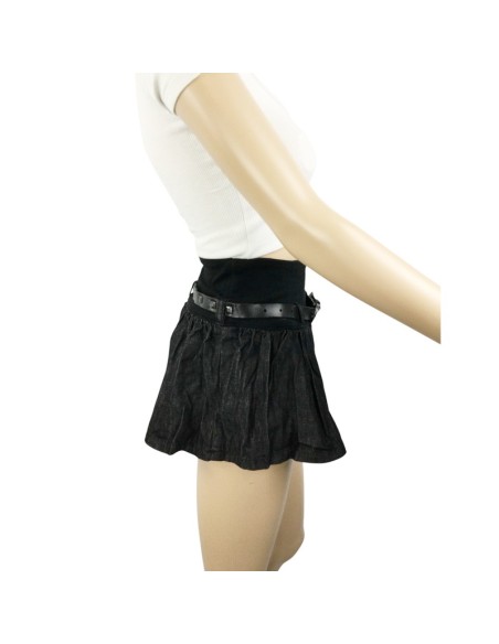 Mini jupe jean noire Zara T36 élastique ceinture été plage