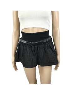 Mini jupe jean noire Zara T36 élastique ceinture été plage