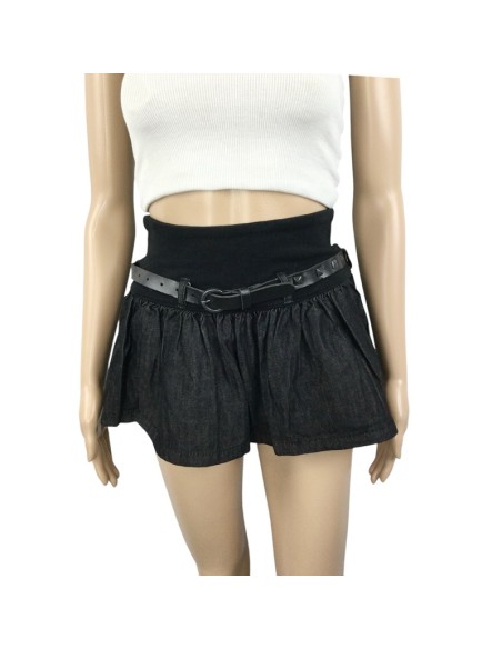 Mini jupe jean noire Zara T36 élastique ceinture été plage