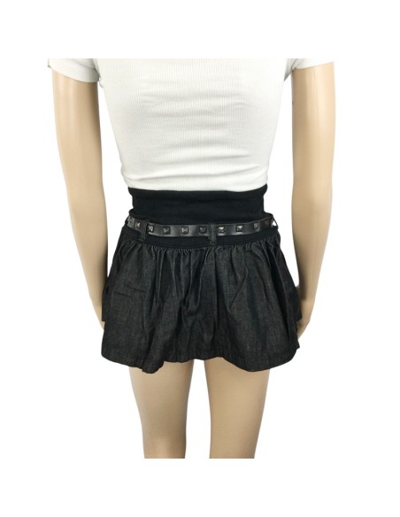 Mini jupe jean noire Zara T36 élastique ceinture été plage