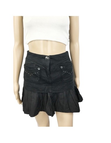 Mini jupe jean noire Morgan T36 tulipe volant poches Mini jupe jean noire Morgan T36 tulipe volant poches