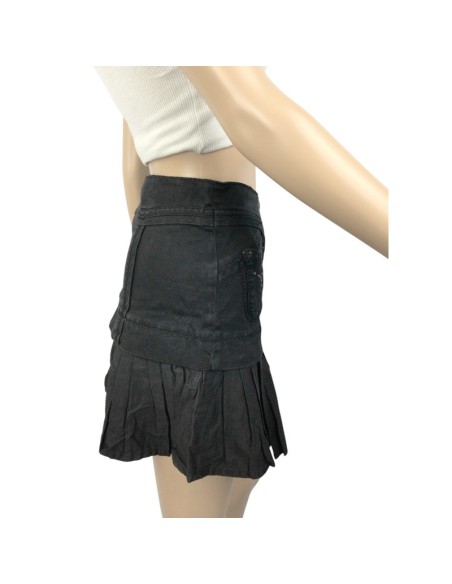 Mini jupe jean noire Morgan T36 tulipe volant poches