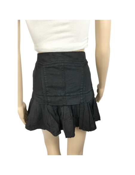 Mini jupe jean noire Morgan T36 tulipe volant poches