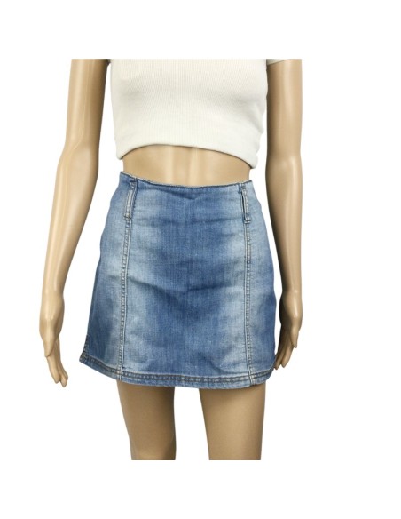 Mini jupe jean bleue femme No Excuse T36 zip dos ceinture