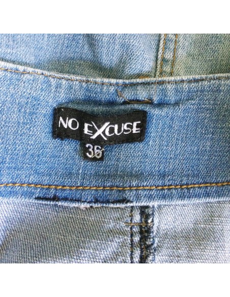Mini jupe jean bleue femme No Excuse T36 zip dos ceinture