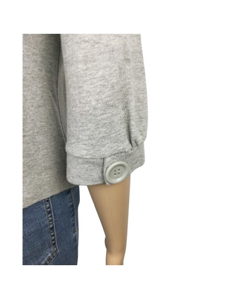 Gilet gris clair col Claudine manches 3/4 T34