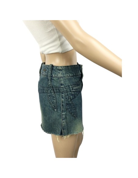 Mini jupe jean femme Mango T36 droite coton été plage