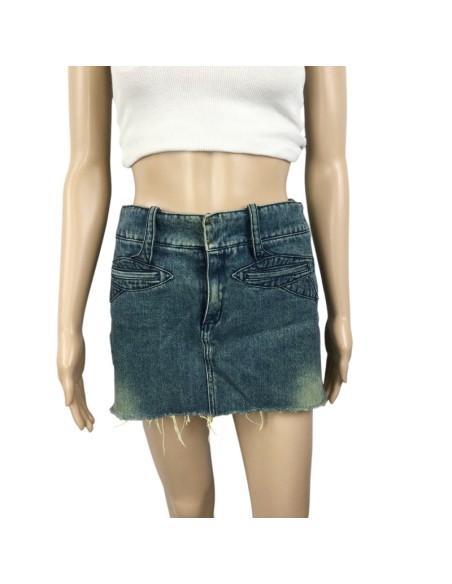 Mini jupe jean femme Mango T36 droite coton été plage