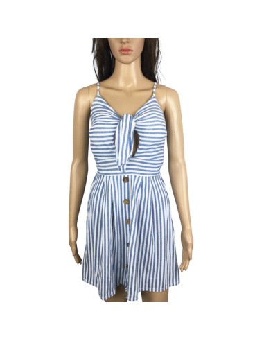 Robe à rayures bleu clair et blanc T34 Robe à rayures bleu clair et blanc T34