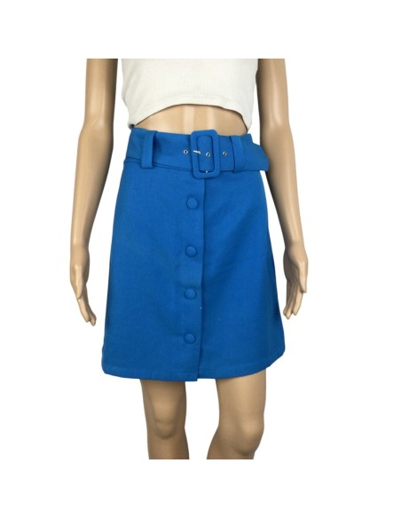 Jupe tulipe bleue femme Naf Naf T34 ceinturée genoux