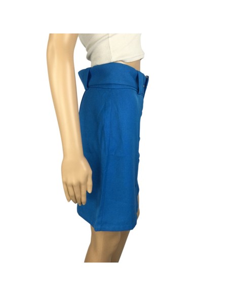 Jupe tulipe bleue femme Naf Naf T34 ceinturée genoux
