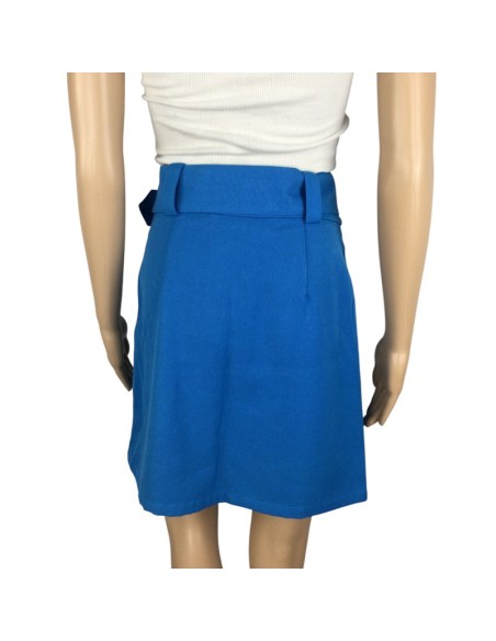 Jupe tulipe bleue femme Naf Naf T34 ceinturée genoux