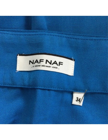 Jupe tulipe bleue femme Naf Naf T34 ceinturée genoux