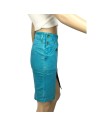 Jupe crayon jean turquoise Mango femme T34 coton stretch