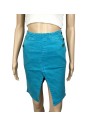 Jupe crayon jean turquoise Mango femme T34 coton stretch