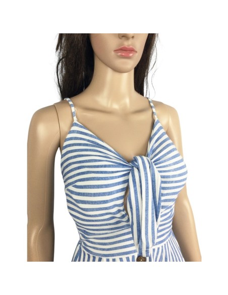 Robe à rayures bleu clair et blanc T34