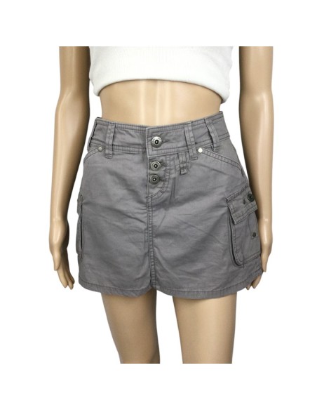 Mini jupe taupe femme Mango T34 coton droite été plage