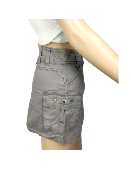 Mini jupe taupe femme Mango T34 coton droite été plage