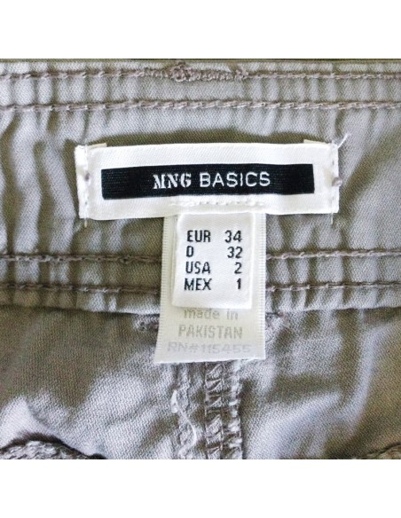 Mini jupe taupe femme Mango T34 coton droite été plage