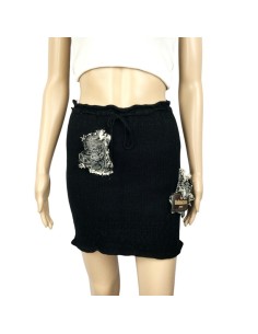 Jupe noire moulante femme Toba&Co T34 laine avec cordon