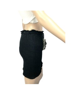 Jupe noire moulante femme Toba&Co T34 laine avec cordon 2