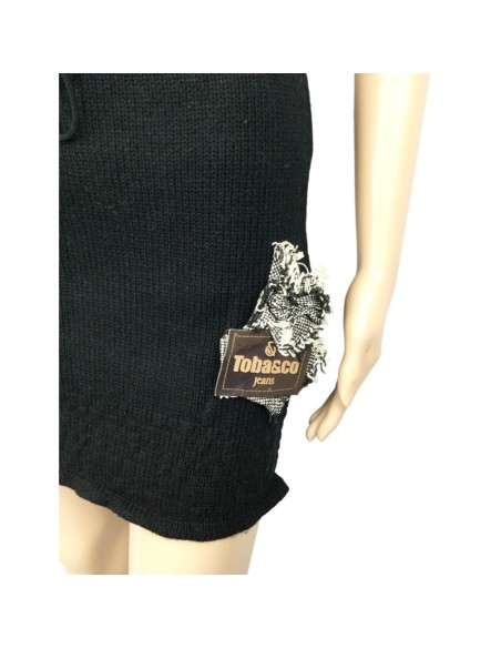 Jupe noire moulante femme Toba&Co T34 laine avec cordon