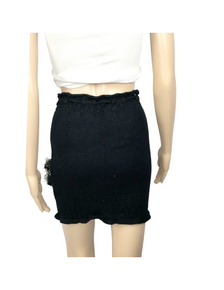 Jupe noire moulante femme Toba&Co T34 laine avec cordon