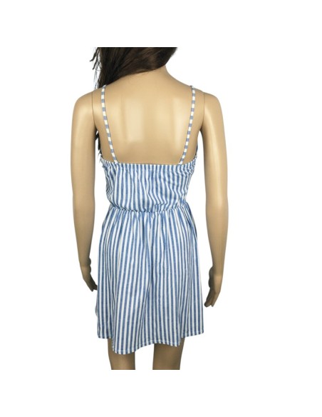 Robe à rayures bleu clair et blanc T34