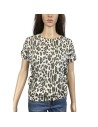 Pull femme léopard Naf Naf T38 manches courtes léger