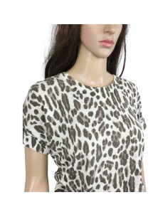 Pull femme léopard Naf Naf T38 manches courtes léger 2