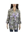 Chemise femme kaki violet Canda T42 motif végétal