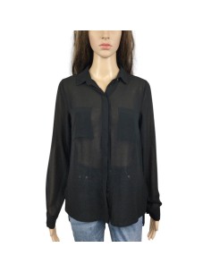Chemise femme noire transparente New Look T38 manches longues