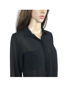 Chemise femme noire transparente New Look T38 manches longues 2