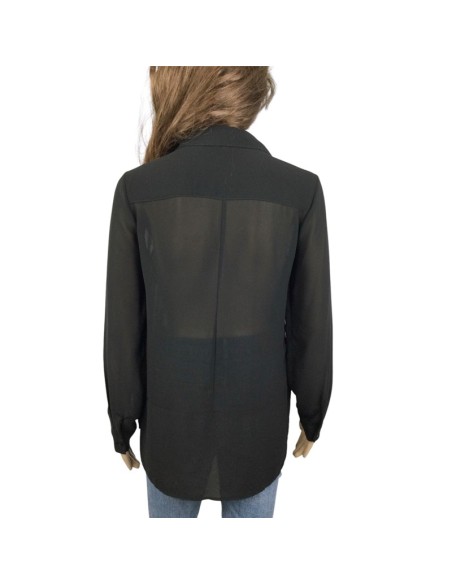 Chemise femme noire transparente New Look T38 manches longues