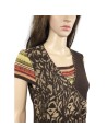 Tunique pull femme marron beige T36 manches courtes