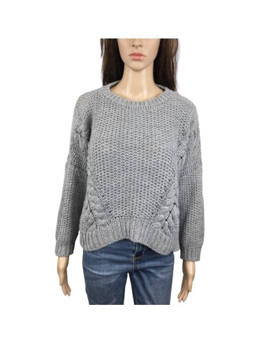 Pull gris femme T38 grosses mailles large manches longues Pull gris femme T38 grosses mailles large manches longues