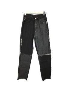 Jean large noir et gris bicolore T34