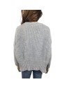 Pull gris femme T38 grosses mailles large manches longues