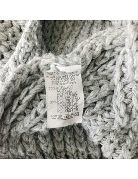 Pull gris femme T38 grosses mailles large manches longues