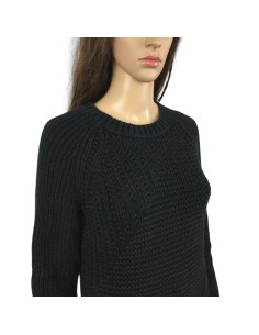 Pull noir femme Esprit T36 col rond grosses mailles 2