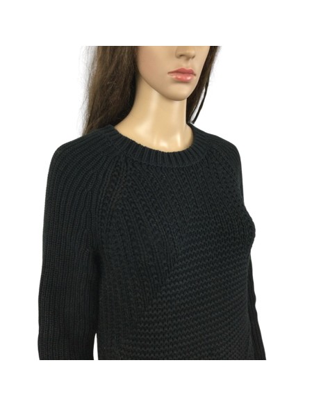 Pull noir femme Esprit T36 col rond grosses mailles